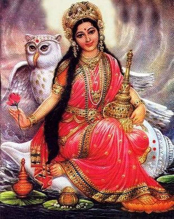 Lakshmi Devi With A Giant Owl