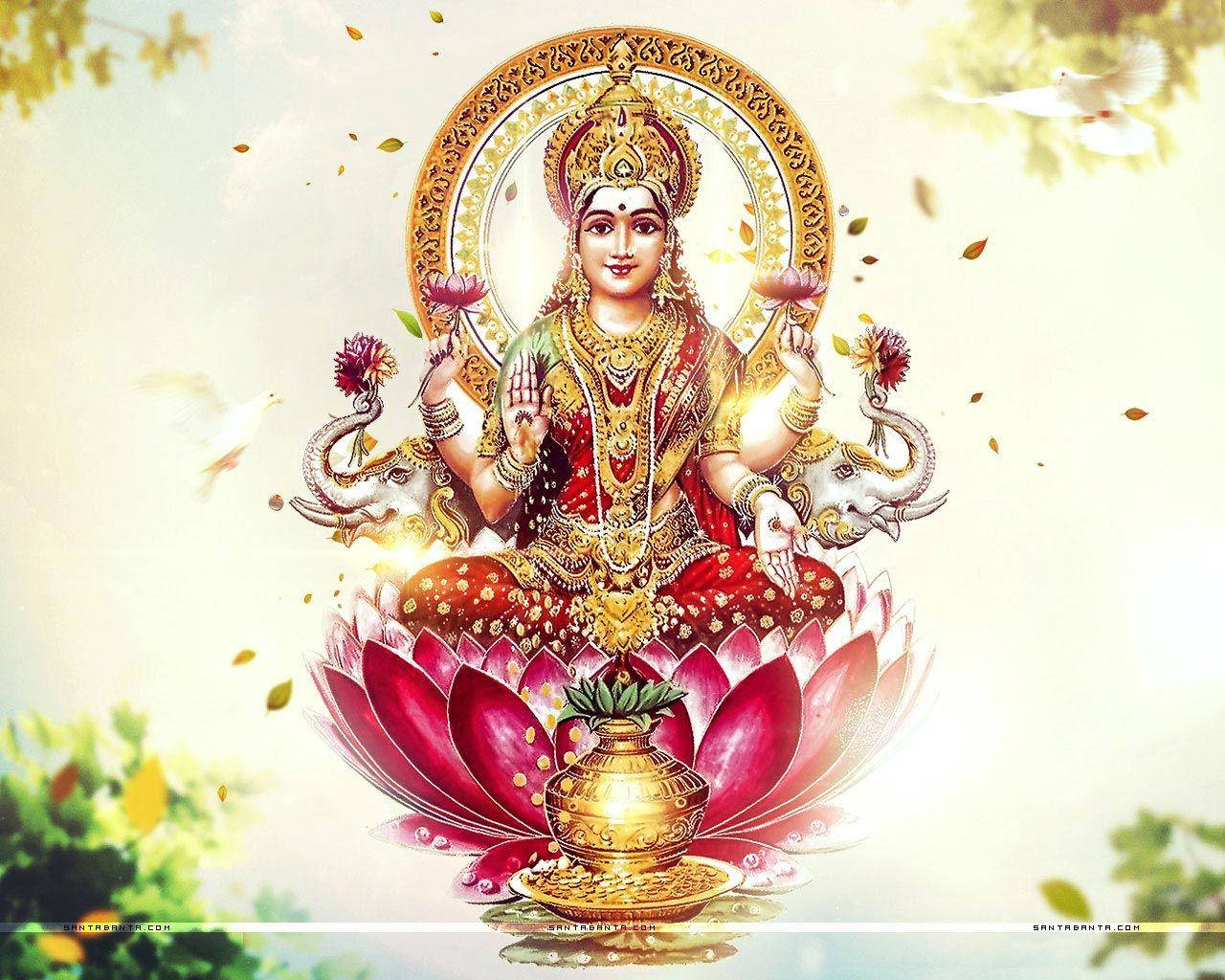 Download Lakshmi Of Hindu Mythology Wallpaper | Wallpapers.com
