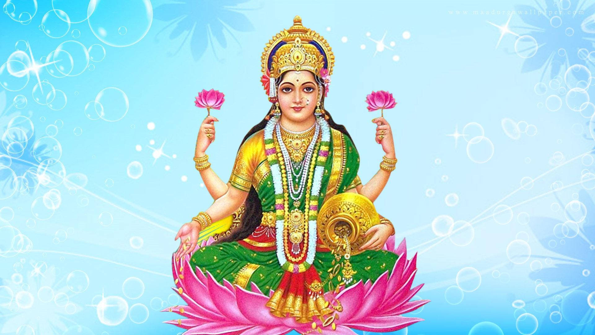 Lakshmi With Garland Wallpaper