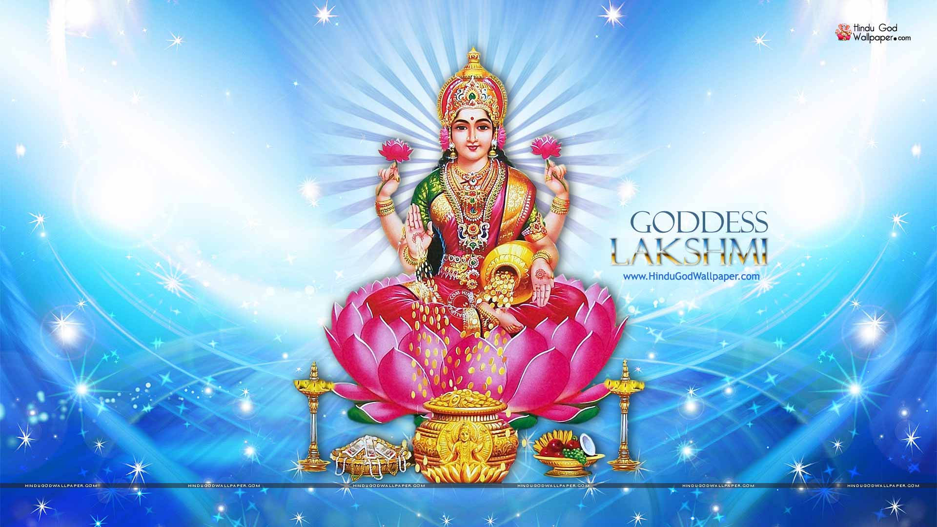 Lakshmi With Golden Jar Wallpaper