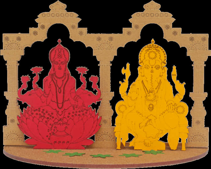 Lakshmiand Ganesha Cutout Artwork PNG