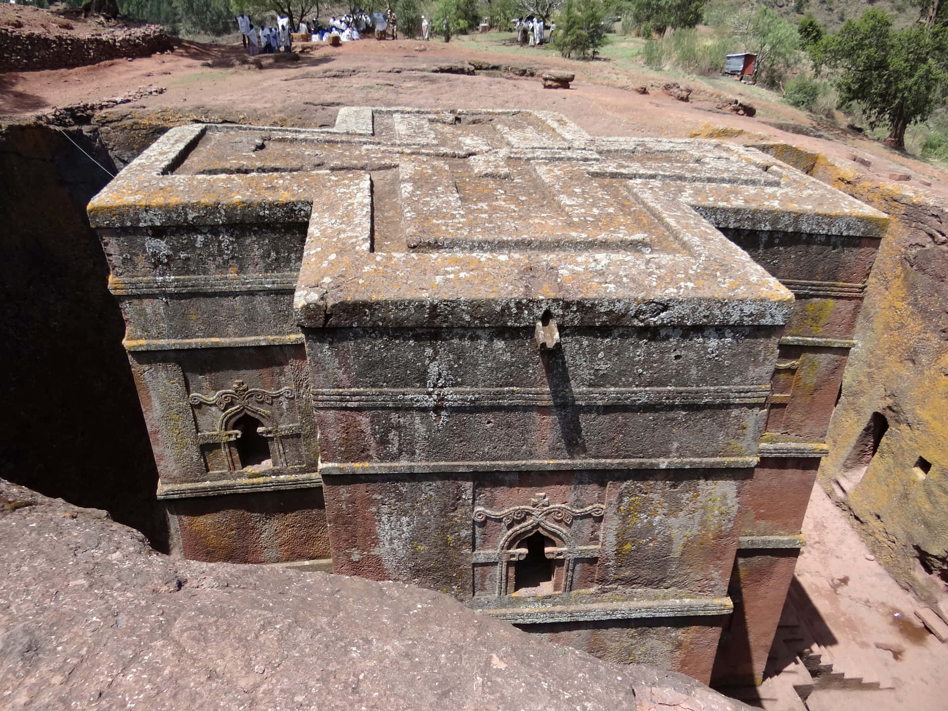 Lalibela's St. George Church Facing The Mountains Wallpaper