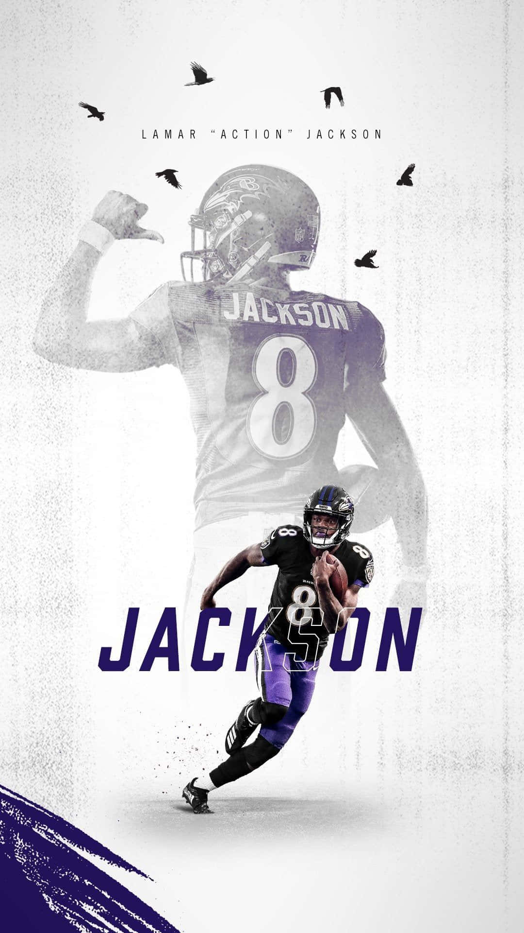 Lamar Jackson #8 Baltimore Ravens fuldfarvetapet Wallpaper