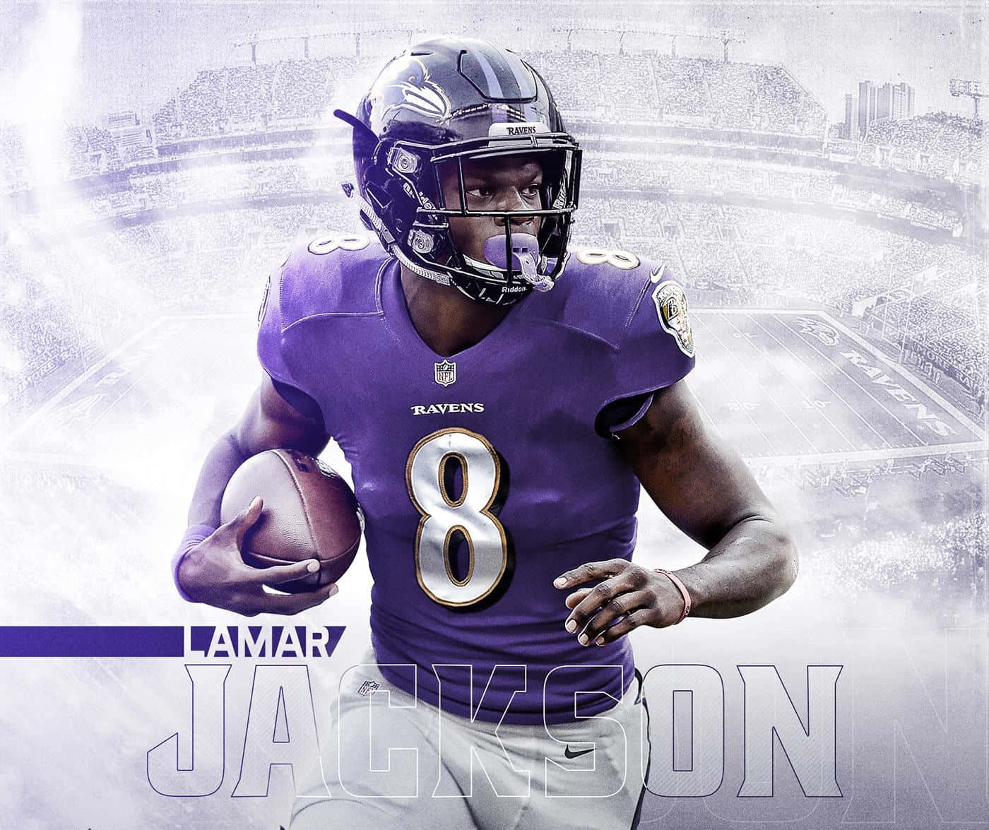 Ilquarterback Della Nfl Lamar Jackson In Azione Per I Baltimore Ravens. Sfondo