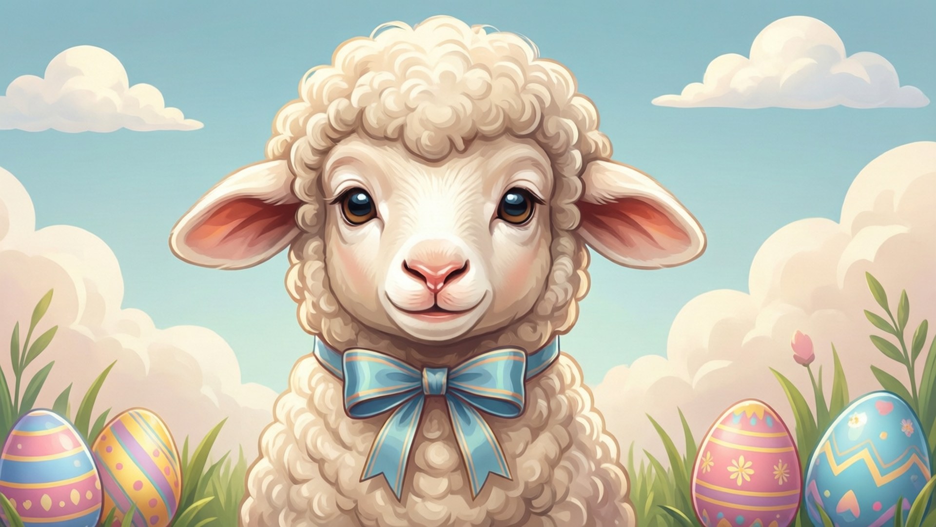 Lamm mit Ostereiern Wallpaper