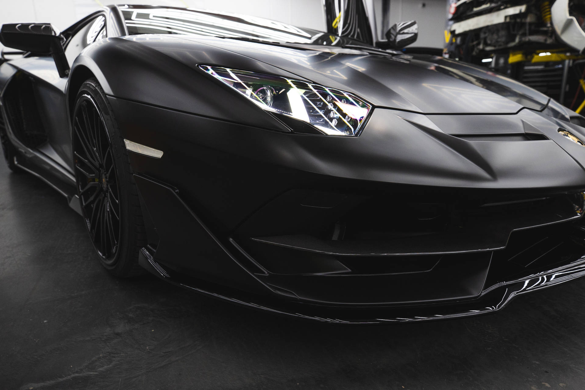 Lamborghini Aventador Headlights Black Sports Cars Wallpaper