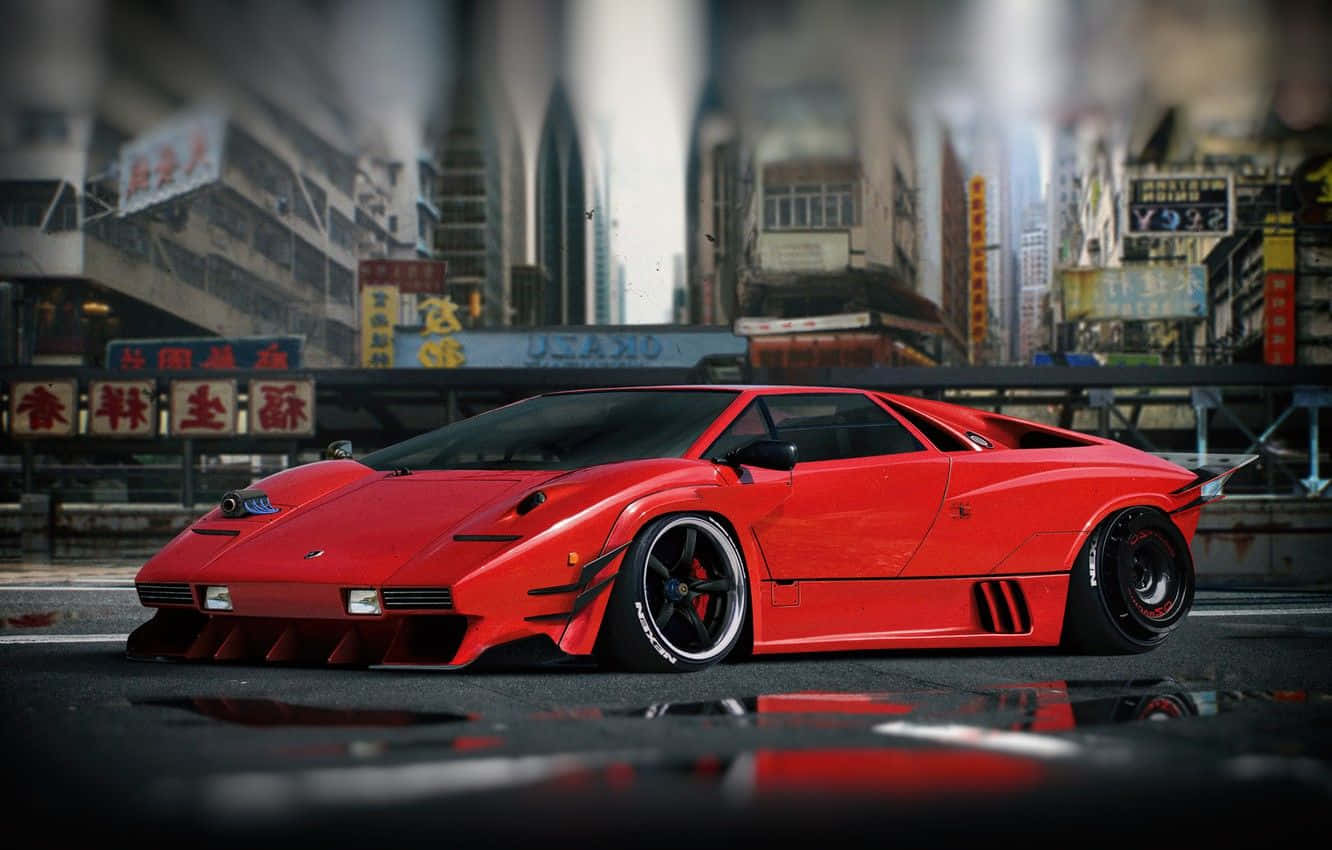 Stunning Vintage Lamborghini Countach in Action Wallpaper
