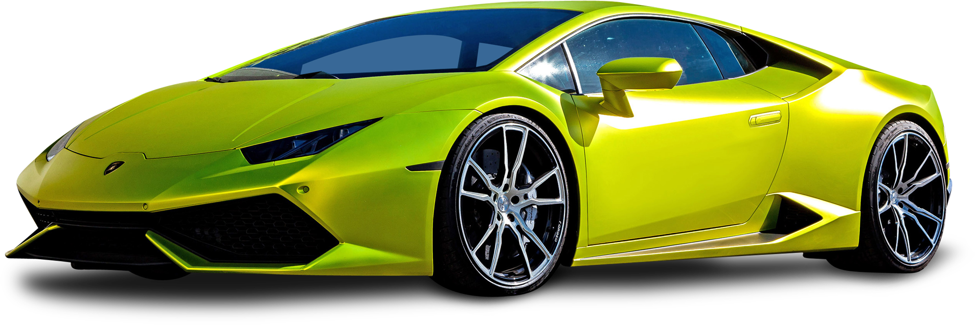 Lamborghini Huracan E V O Yellow Side View PNG