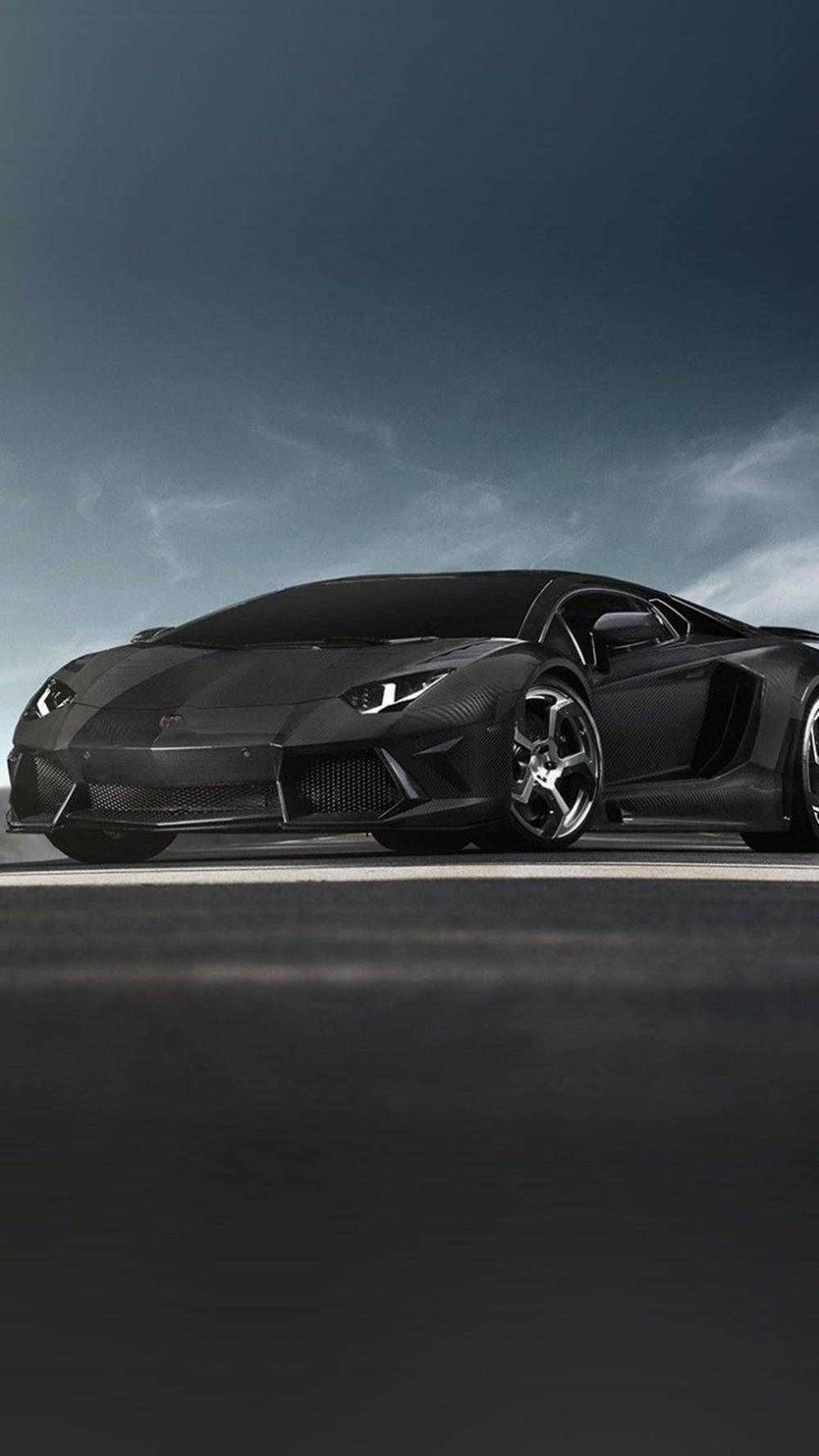 Lamborghini Iphone Black Car Under Dark Blue Sky Background