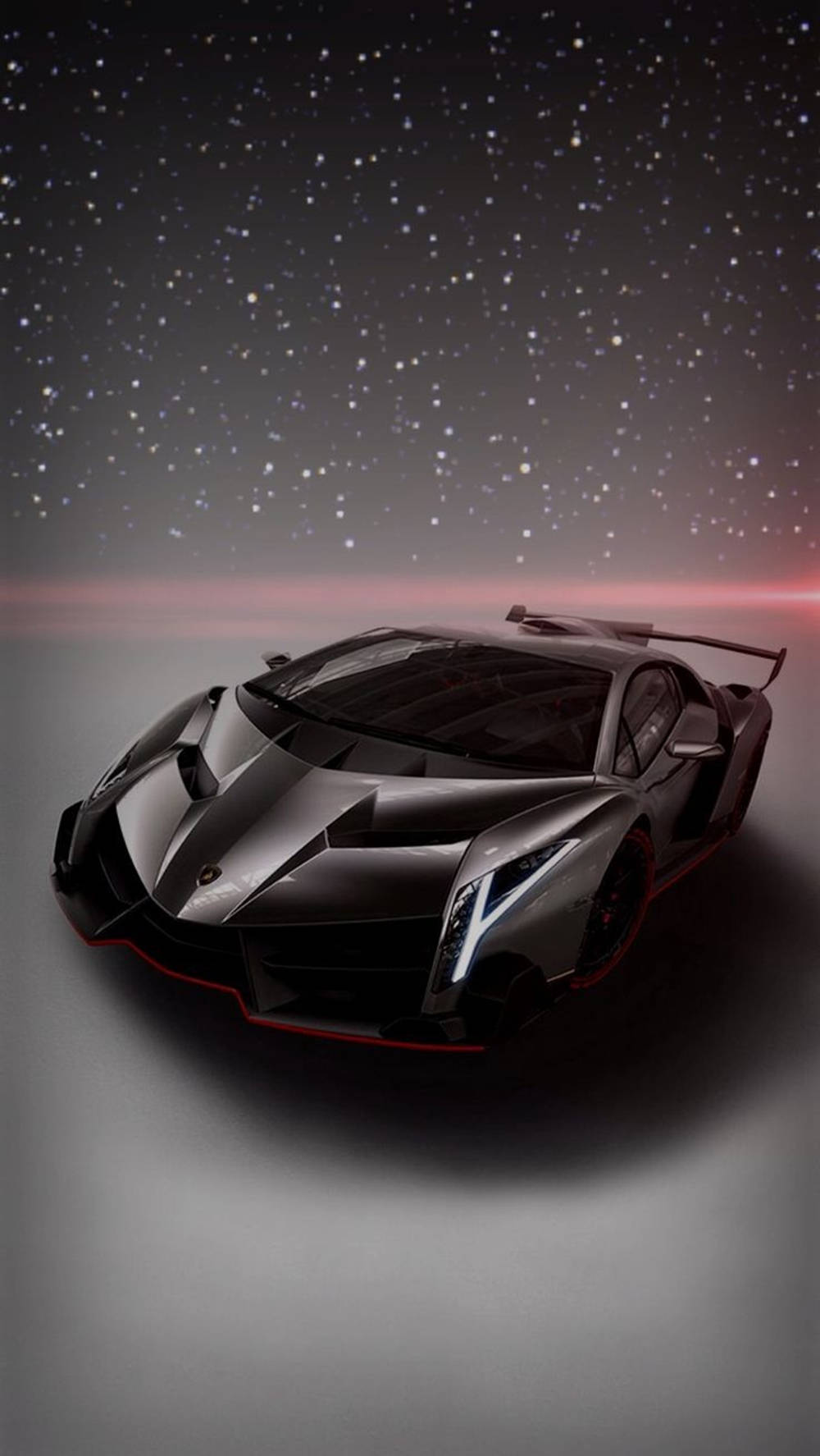 Lamborghini Iphone Black Car Under Starry Sky Background