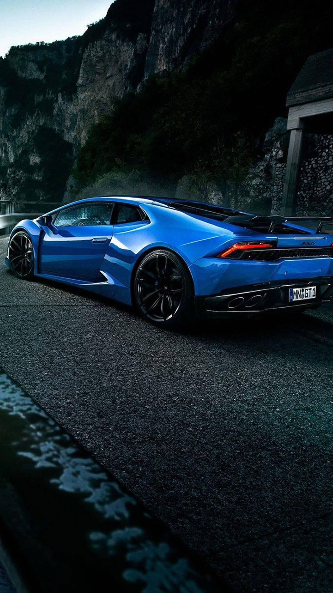 Lamborghini Iphone Blue Aesthetic Car Near Mountain Background