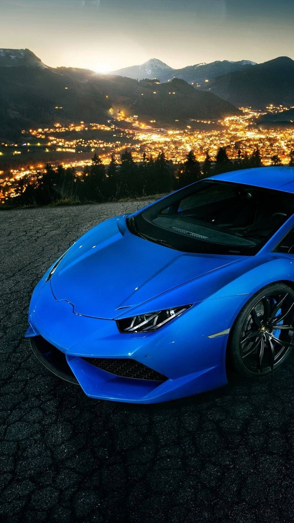 Lamborghini Iphone Blue Aesthetic City View Background