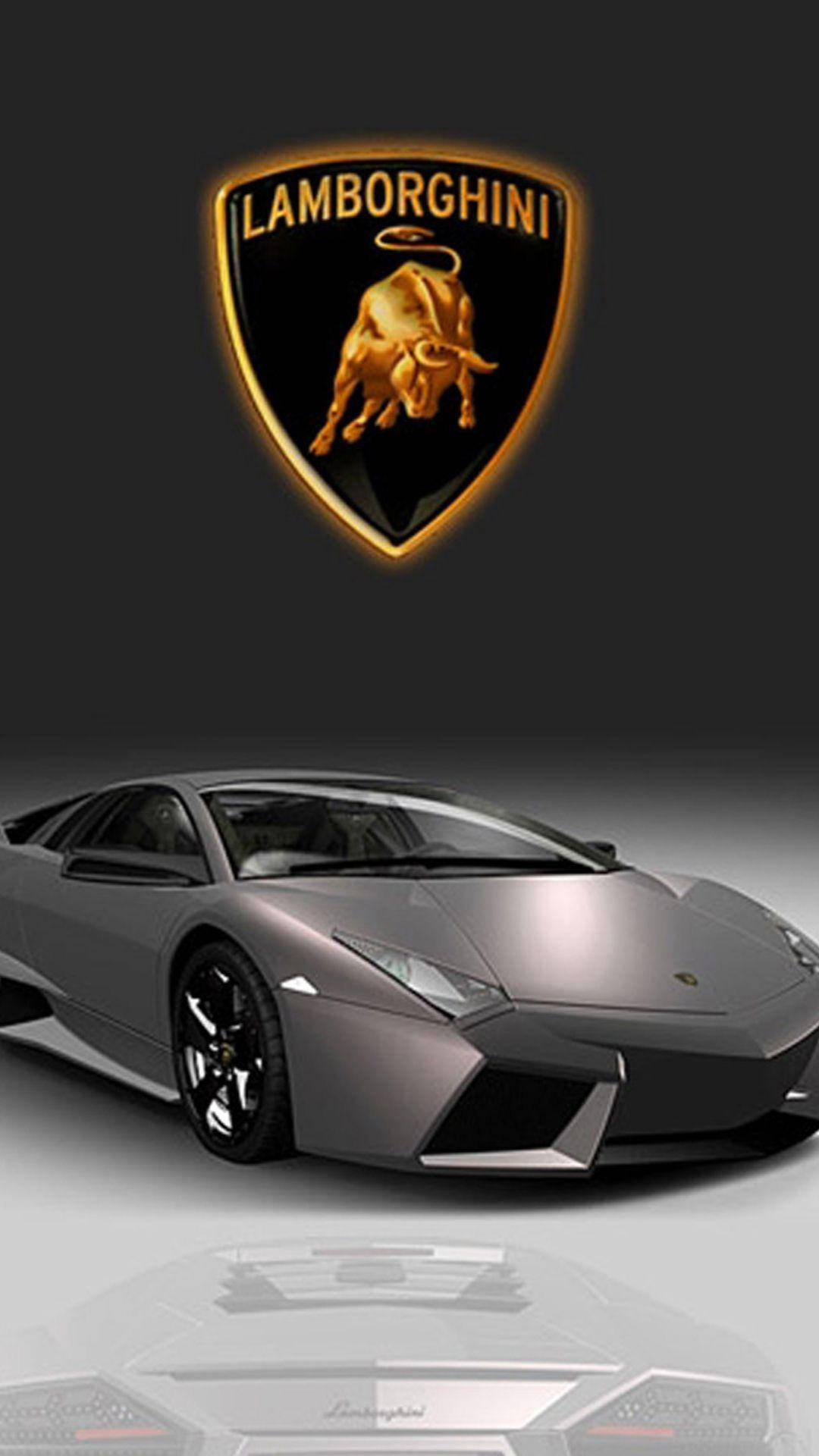 Lamborghini Iphone Silver Car With Logo Wallpaper