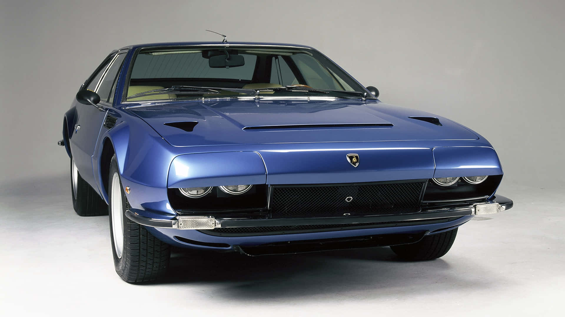 Lamborghini Islero Klassieke Blauwe Sportauto Achtergrond