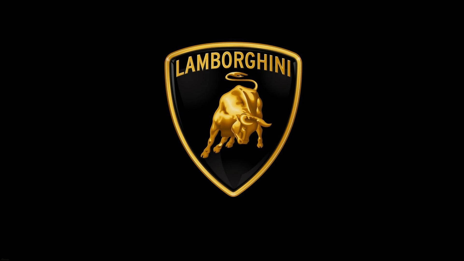 Logotipoda Lamborghini Preto E Dourado. Papel de Parede