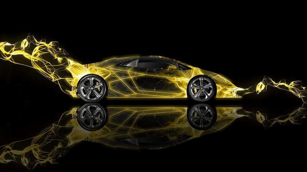 Lamborghini On Fire Yellow Flames Wallpaper