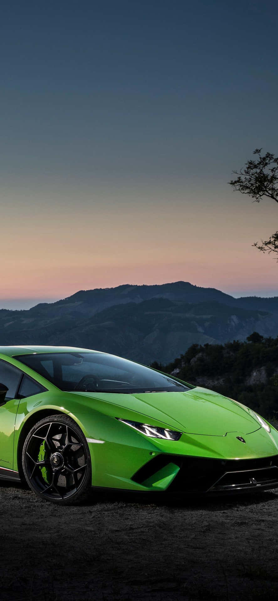 Grönsportbil Lamborghini Telefonen. Wallpaper