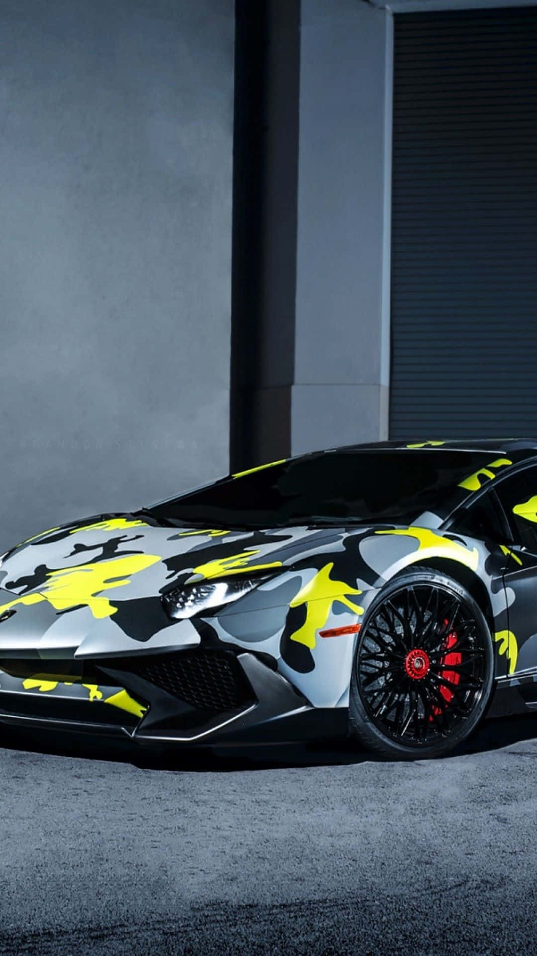 Car With Camouflage Exterior Lamborghini Phone Wallpaper