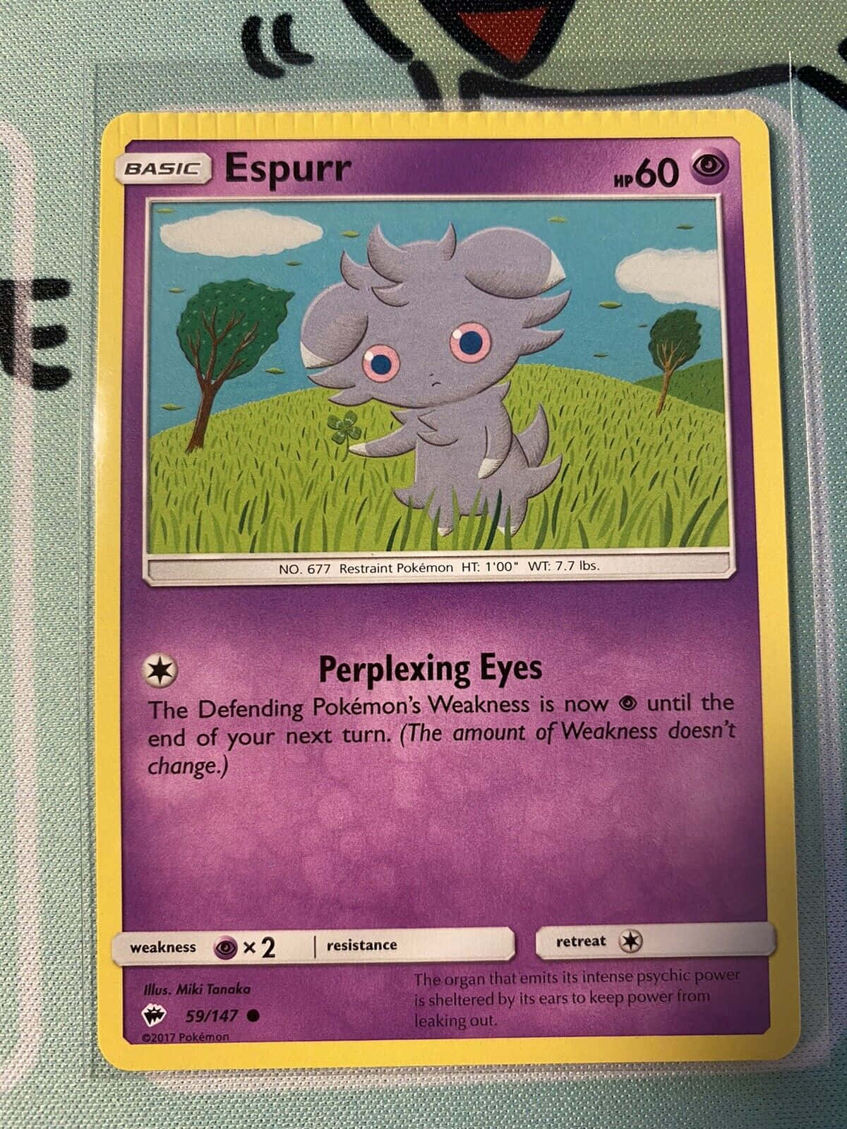Laminated Espurr Pokémon Card Wallpaper