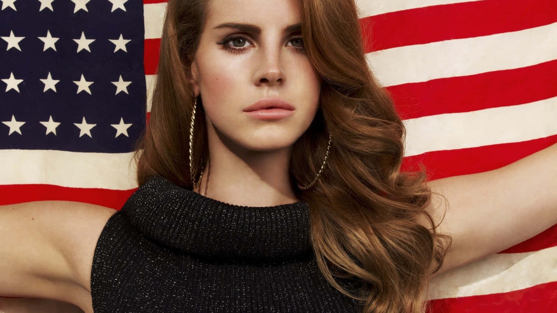 Lana Del Rey American Flag Backdrop Wallpaper
