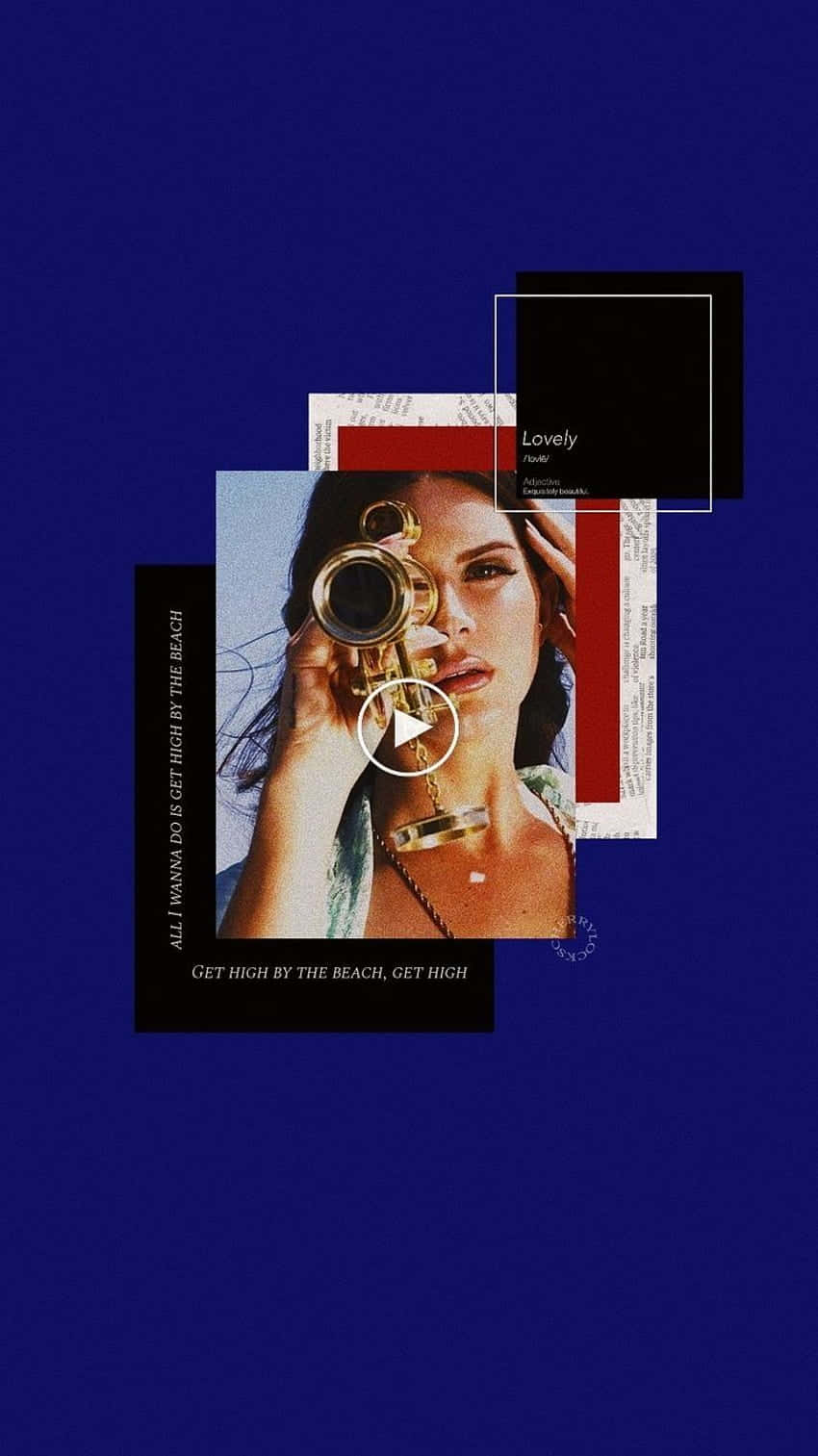 Lana Del Rey Collage_ Blue Background Wallpaper