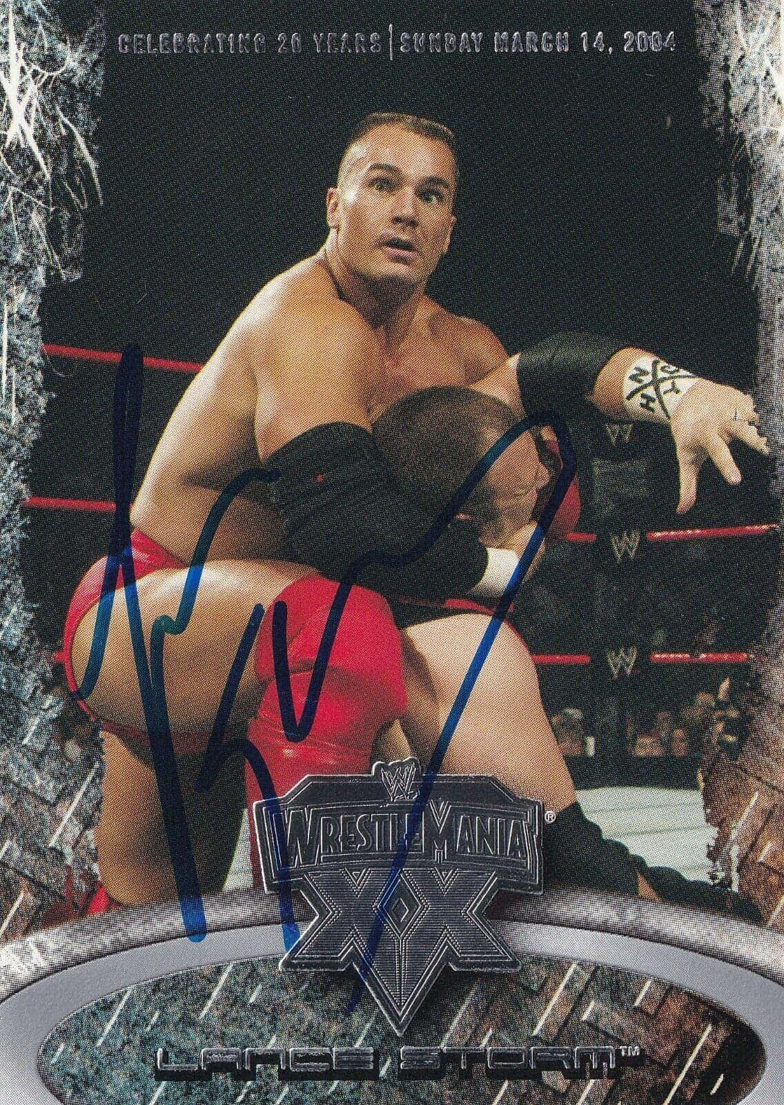 Lancestorm Signerade 2004 Fleer Wwe Wrestlemania Xx-kortet. (note: There Is No Context Given Regarding Computer Or Mobile Wallpaper In This Sentence. If You Would Like A Sentence Tailored To That Context, Please Provide More Specific Information.) Wallpaper