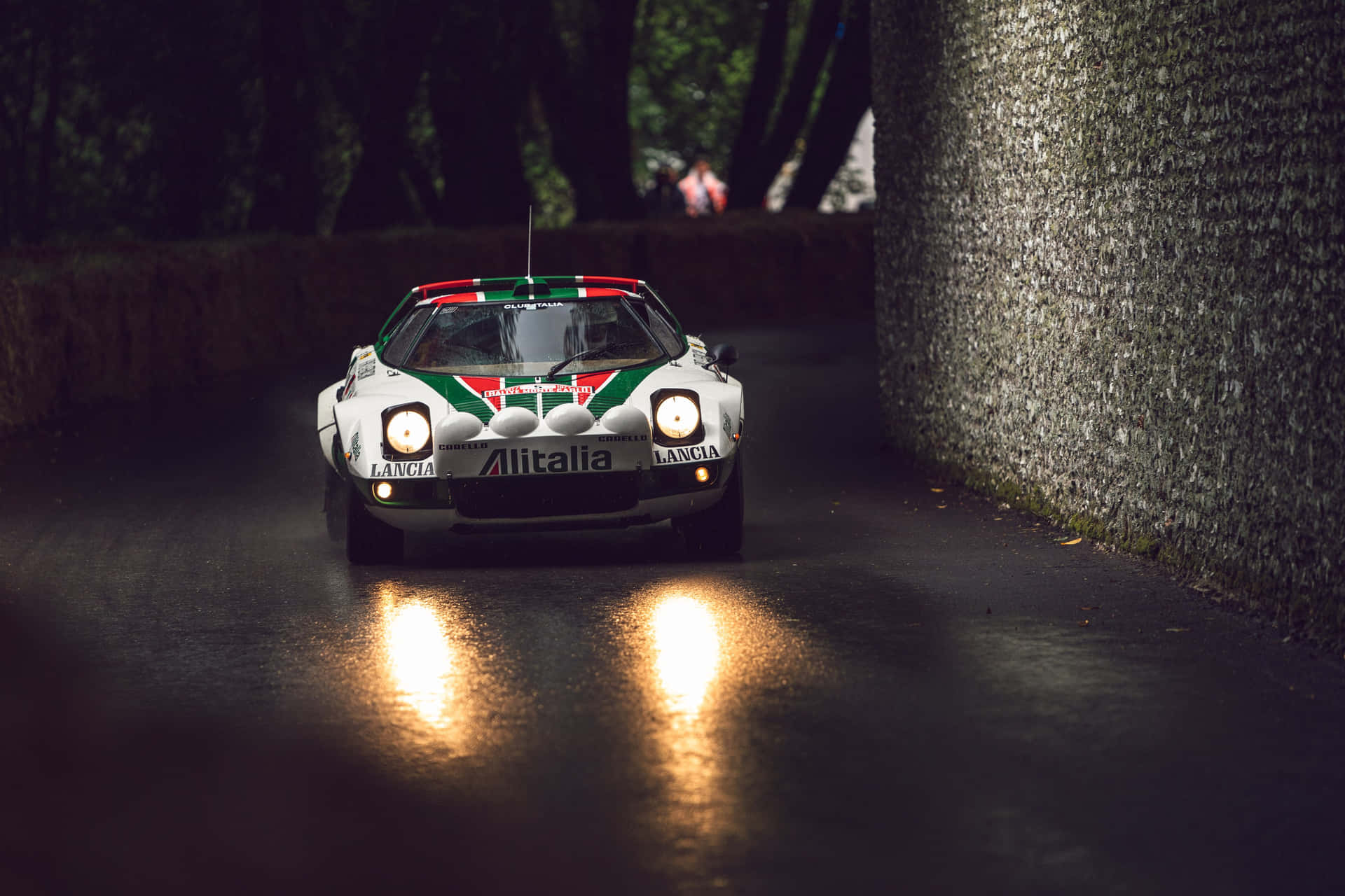 Lancia Stratos Rally Auto In Actie Achtergrond