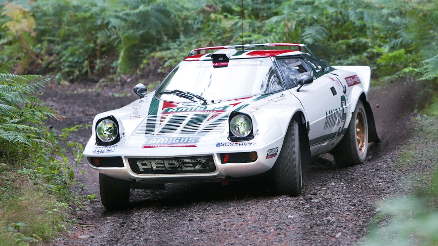 Lancia Stratos Rallyauto In Actie Achtergrond