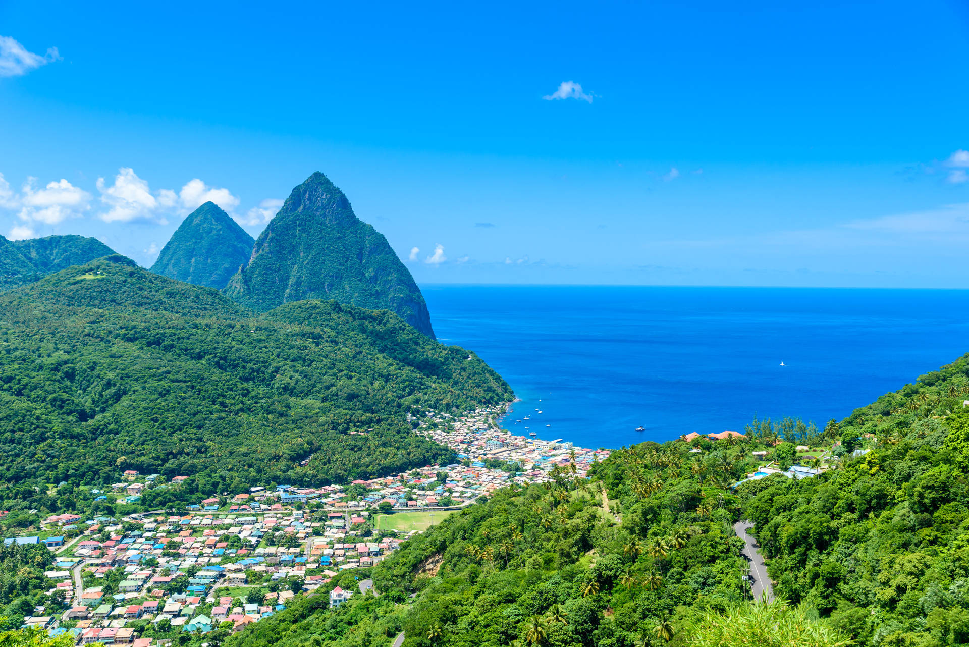 Land Meets Sea In St Lucia Wallpaper