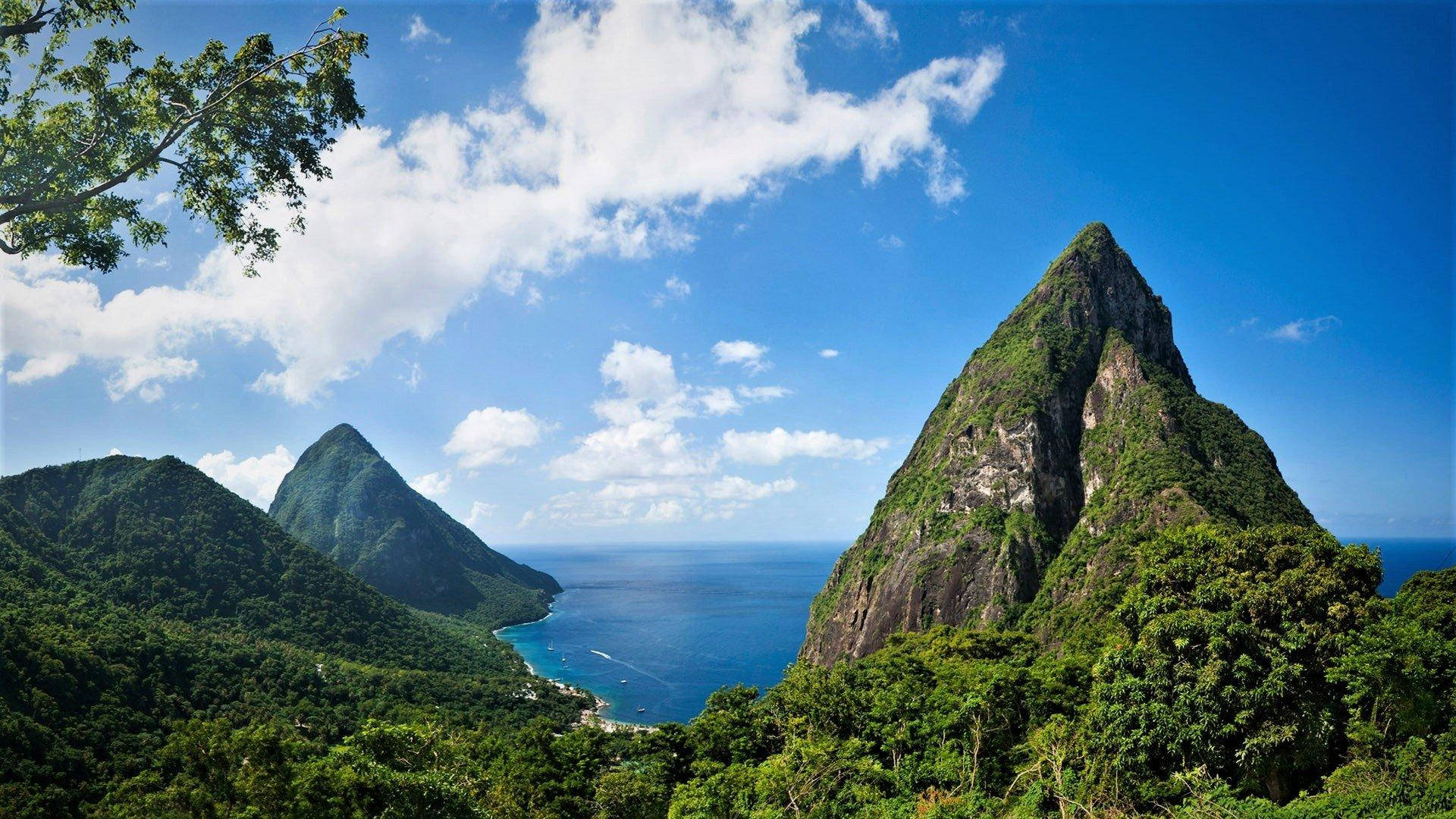 Land, Sea, And Sky Of St Lucia Wallpaper