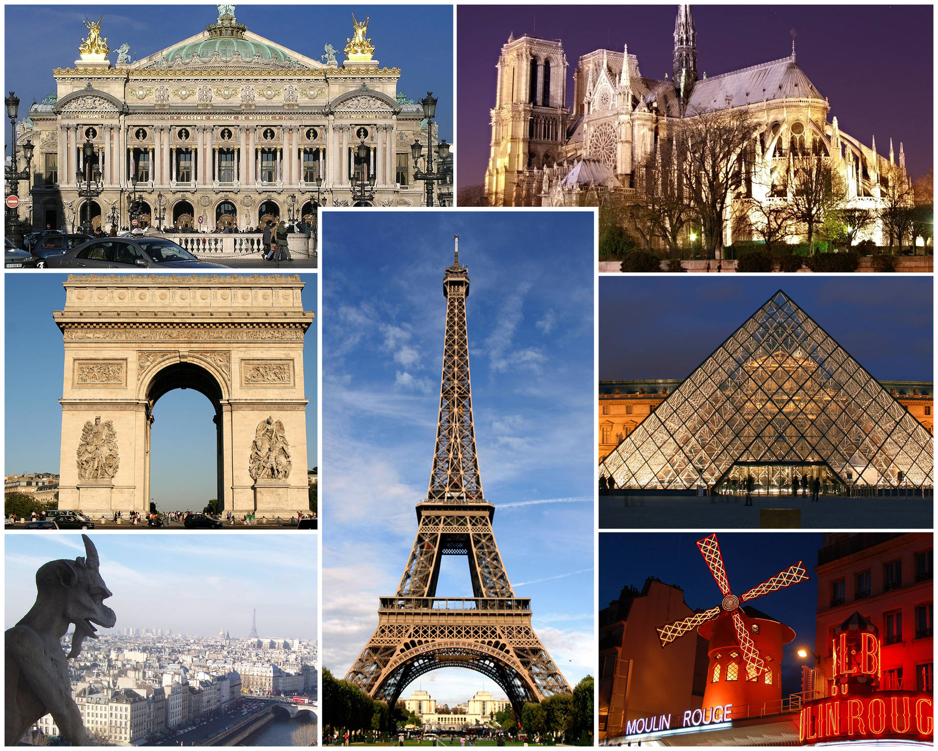 Landmarks In Paris Collage Wallpaper