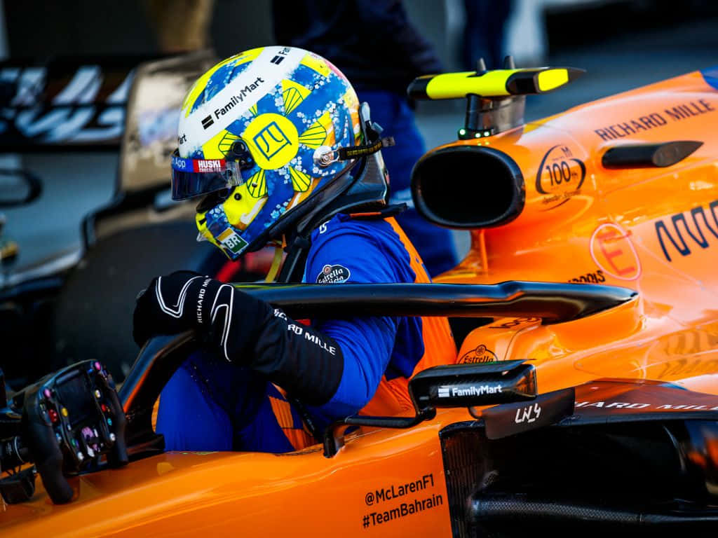 Lando Norris on the track posing for the cameras