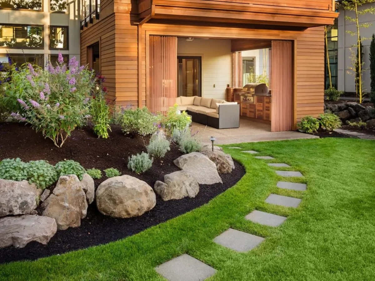 Wooden Home Landscaping Picture
