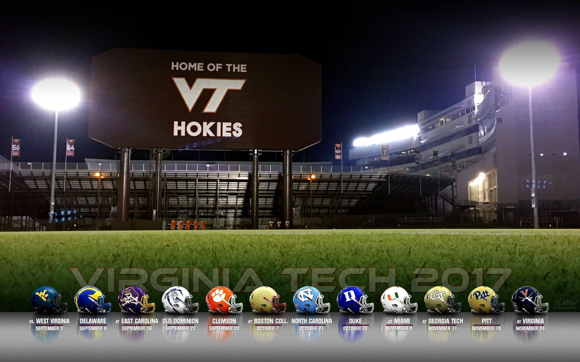 Lane Stadium Virginia Tech With Football Helmets Wallpaper