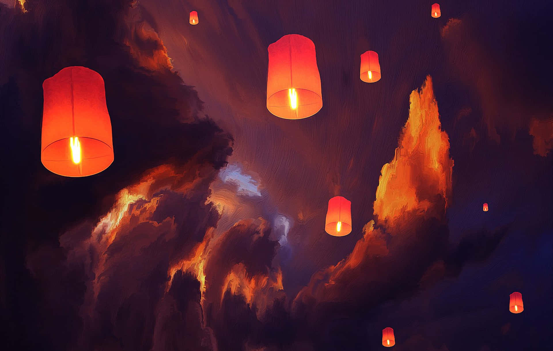 Glowing Lanterns at Night