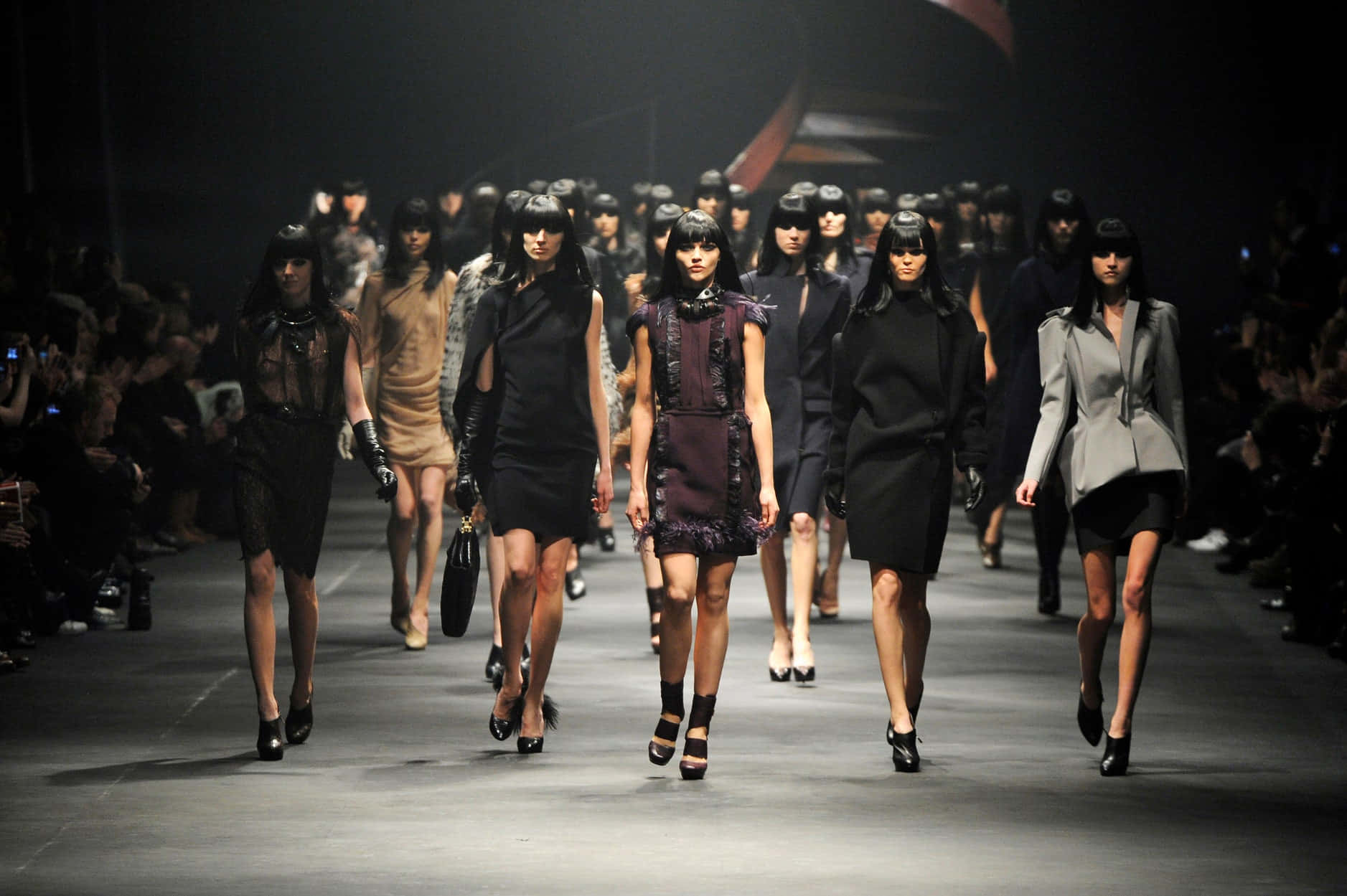 Caption: Lanvin Models Strutting the Runway at a Fashion Show Wallpaper