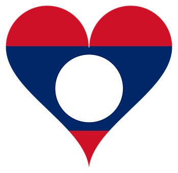 Lao Flag Heart Shape PNG