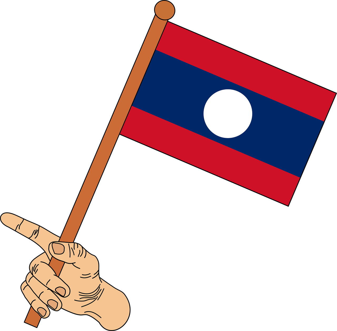 Laos Flagin Hand Illustration PNG