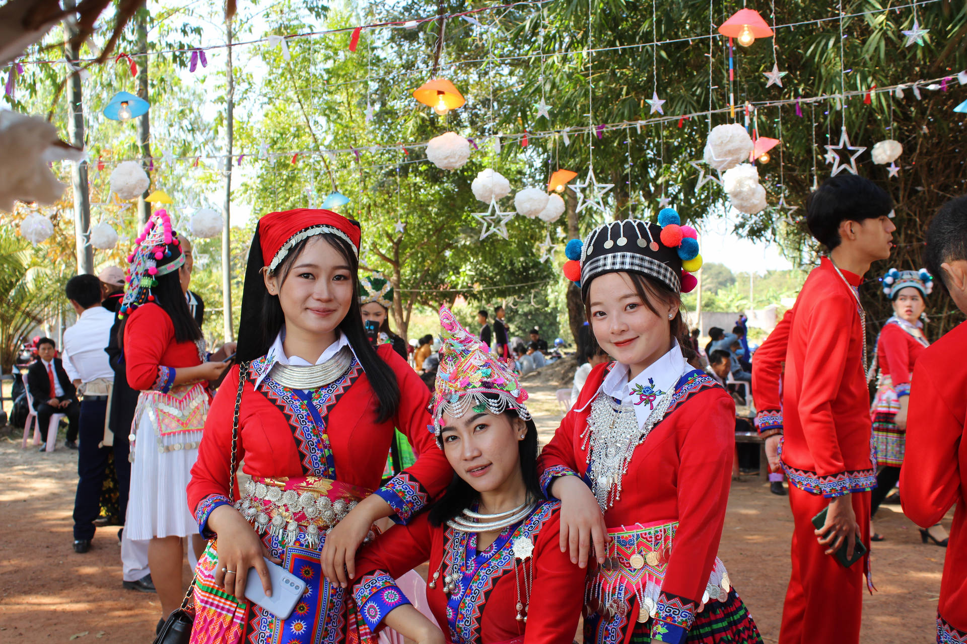 Laos Iført Indfødt Outfit Wallpaper