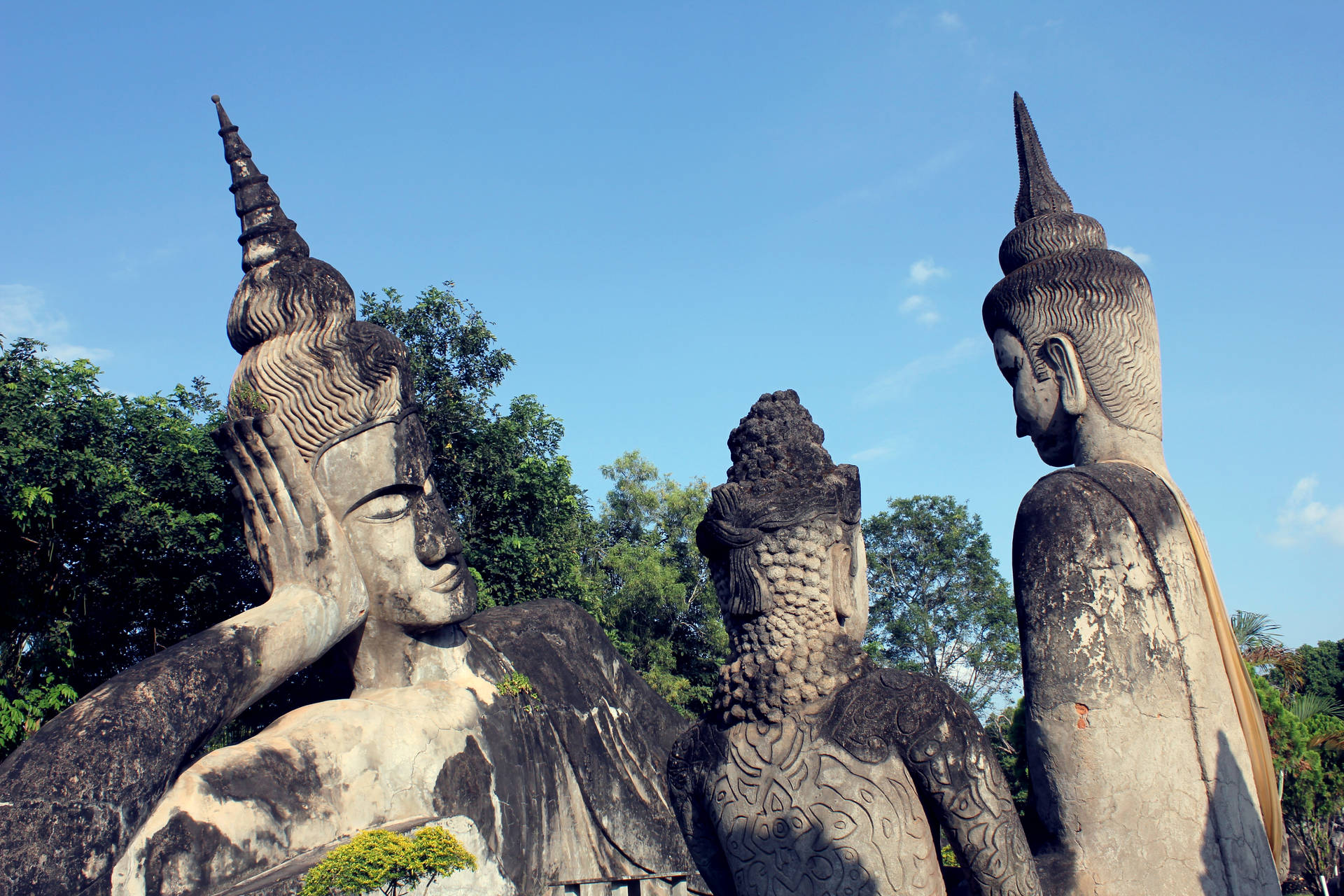 Laos Leaning Statues At Park