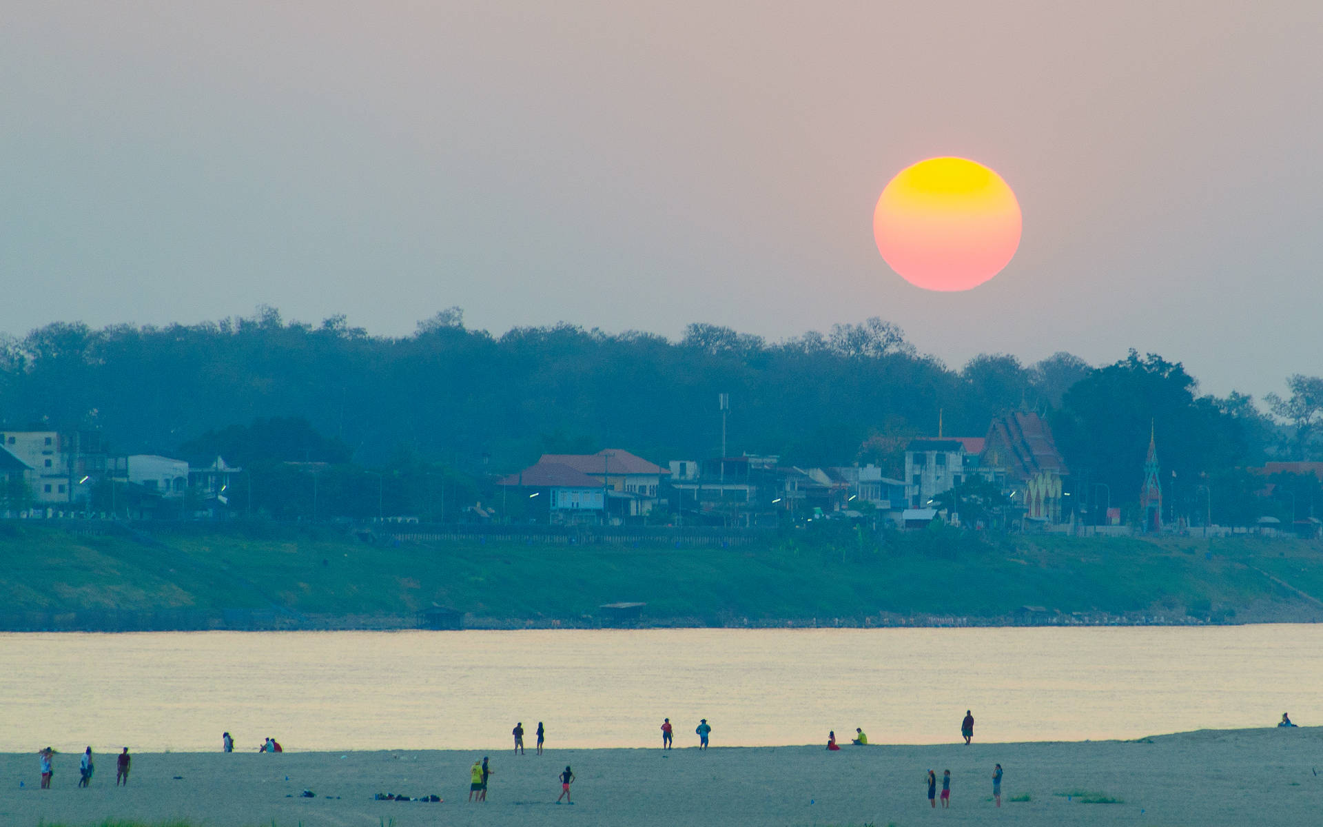 Laos Sunset In Mekong River