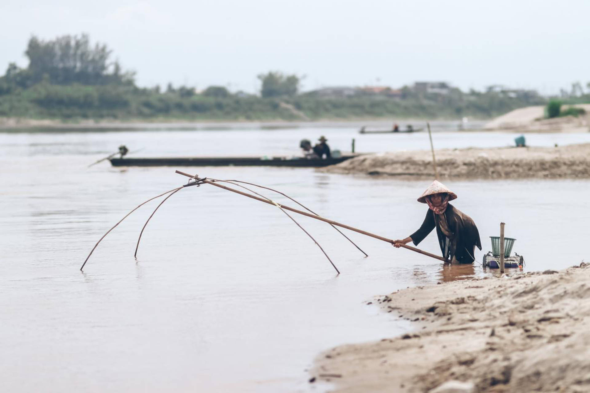 Laos Vientiane Fisherman