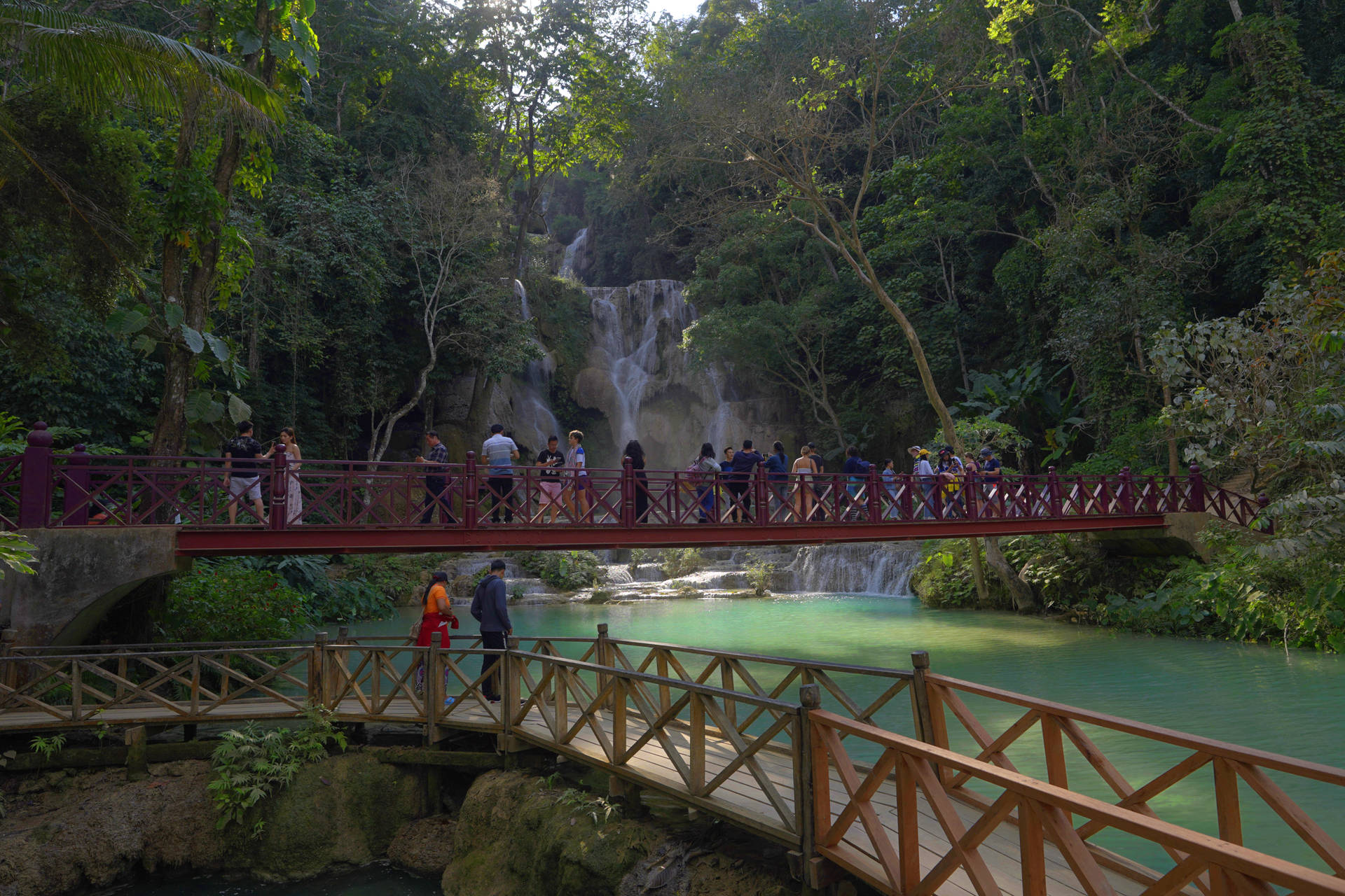 Laos Waterfall Tourist Spot