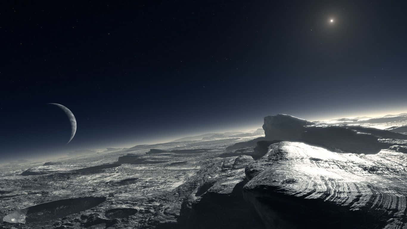 En visning af månen og en planet Wallpaper