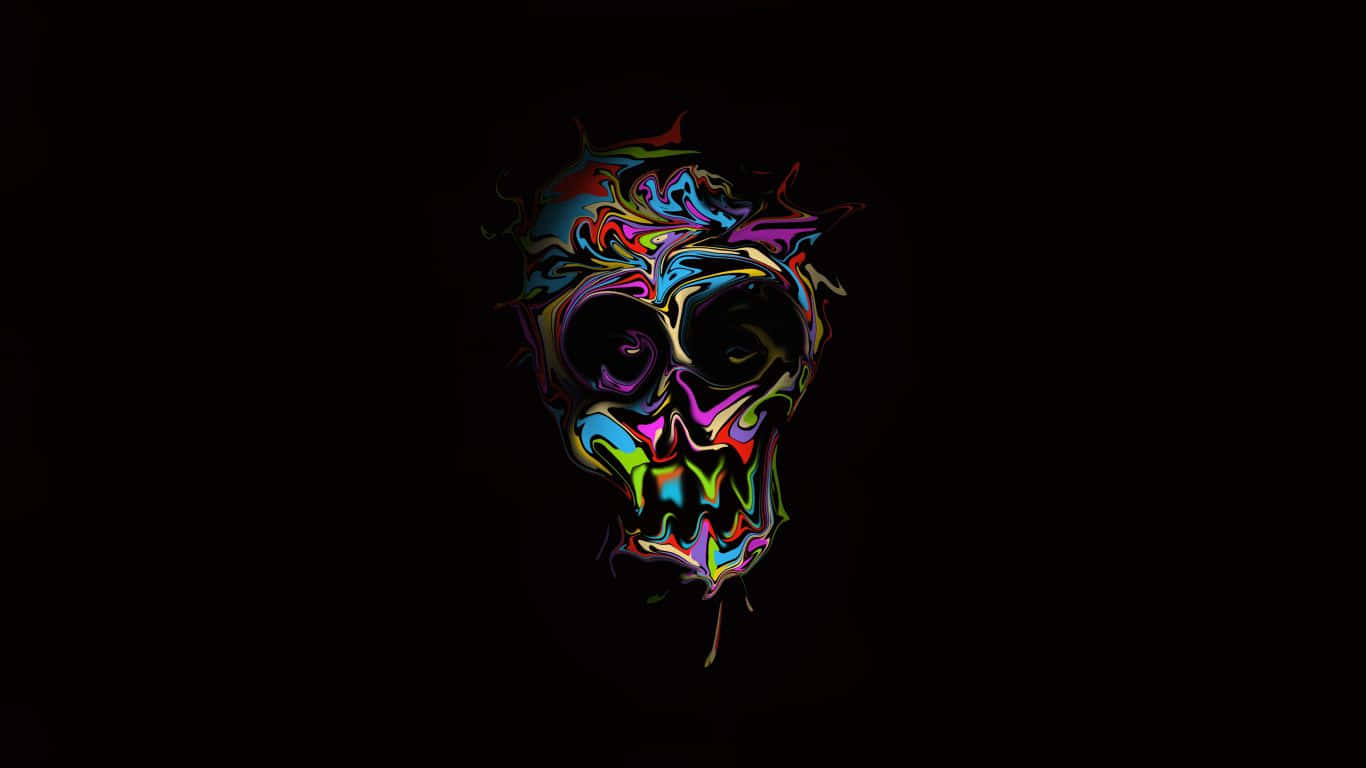 A Colorful Skull On A Black Background Wallpaper