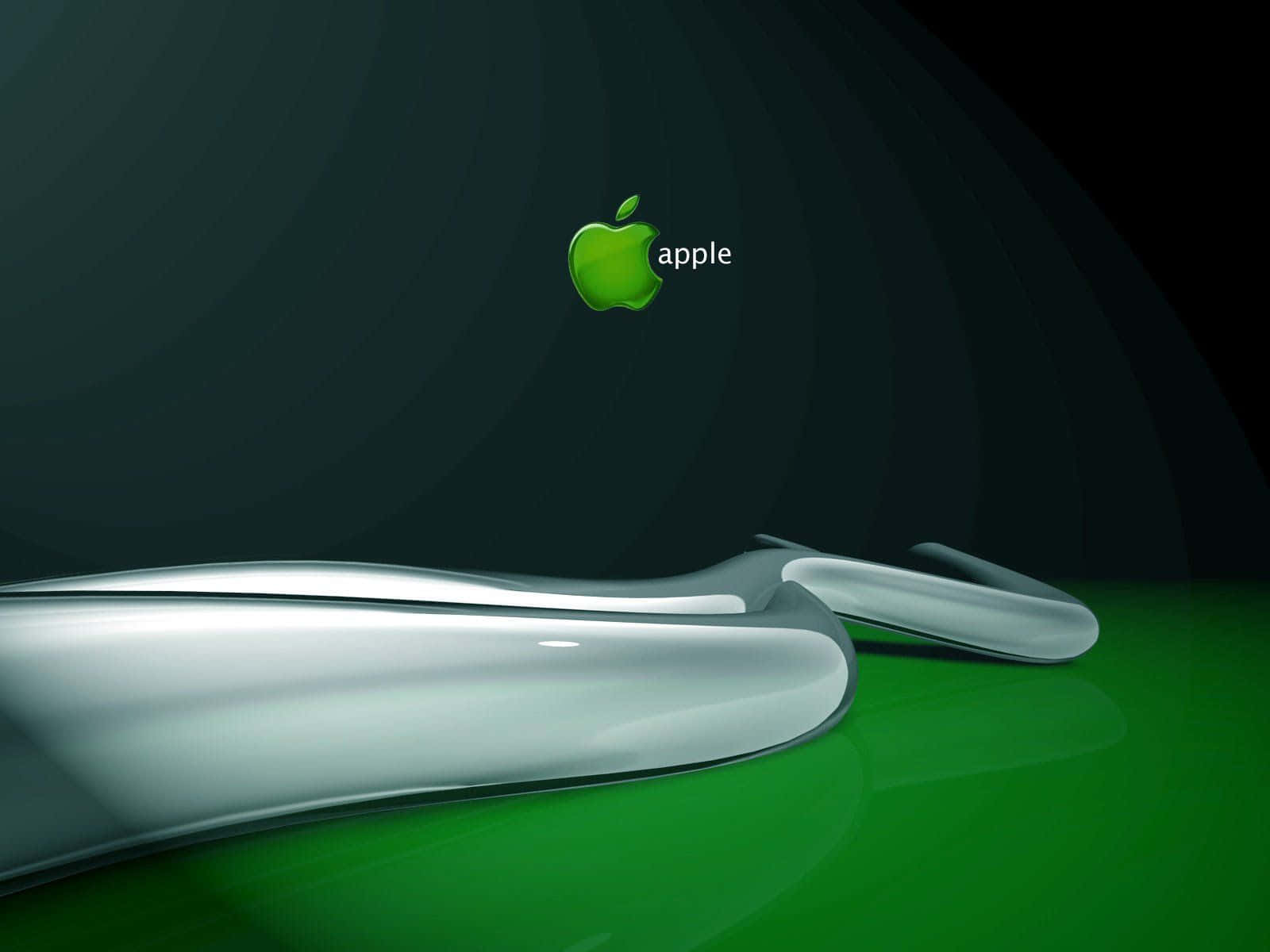 Datorbakgrundsbild Med Grönt Apple-logotyp. Wallpaper