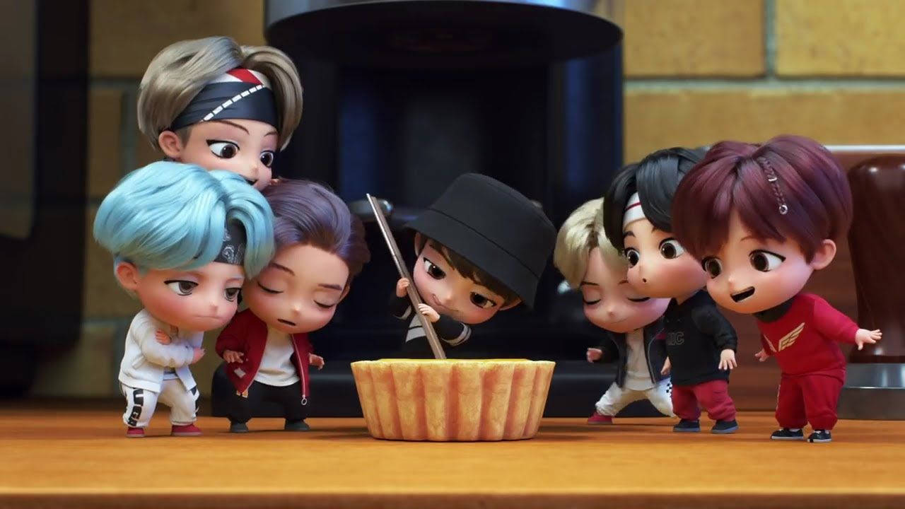 Baixe Papéis de Parede do Laptop Bts Tinytan Com Torta | Wallpapers.com