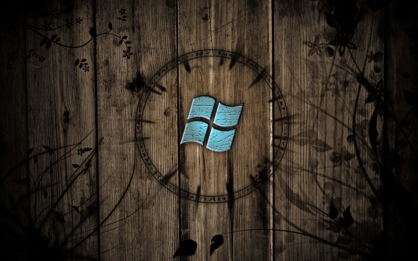 Windows Logo On A Wooden Background Wallpaper
