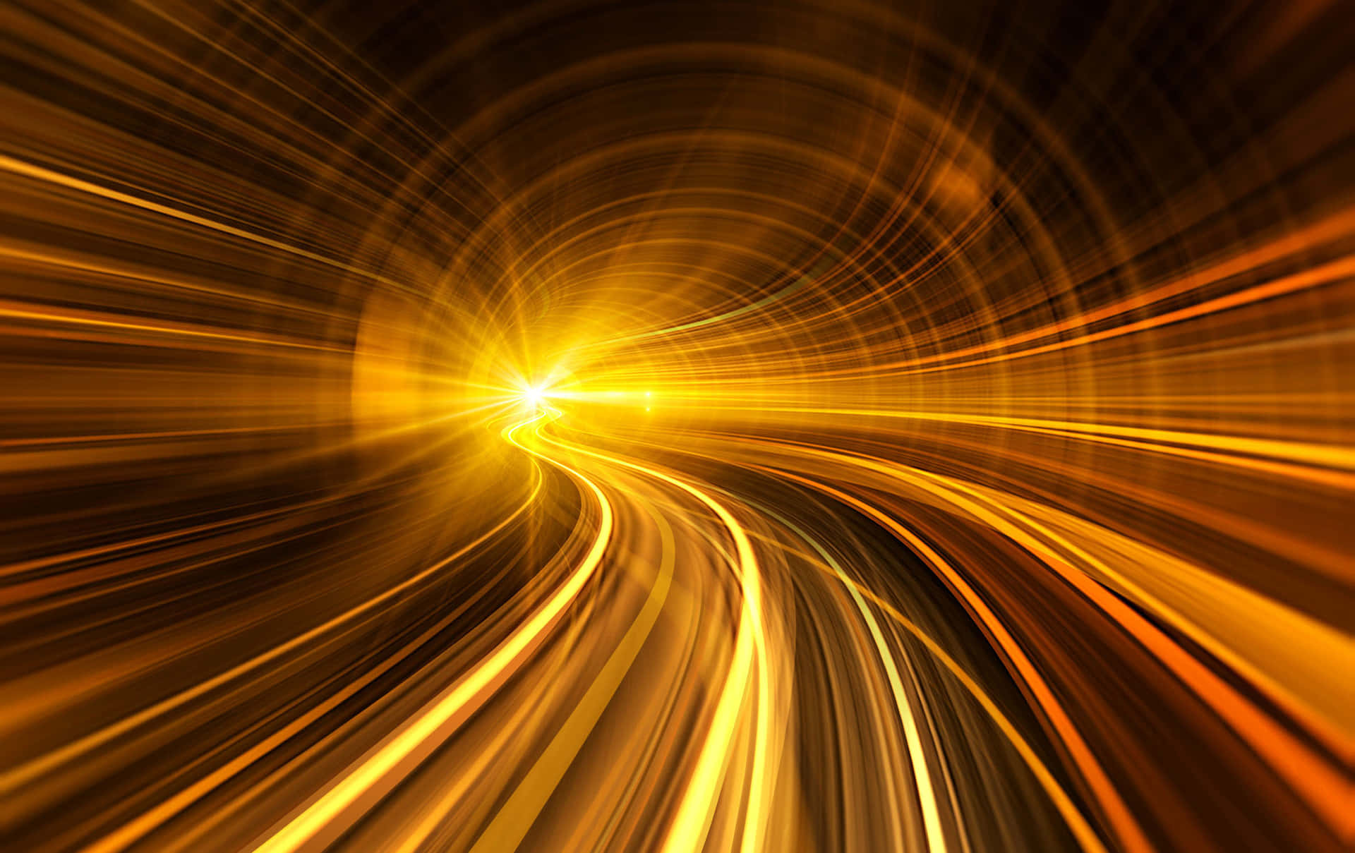 A Yellow Light Tunnel With A Yellow Light Wallpaper