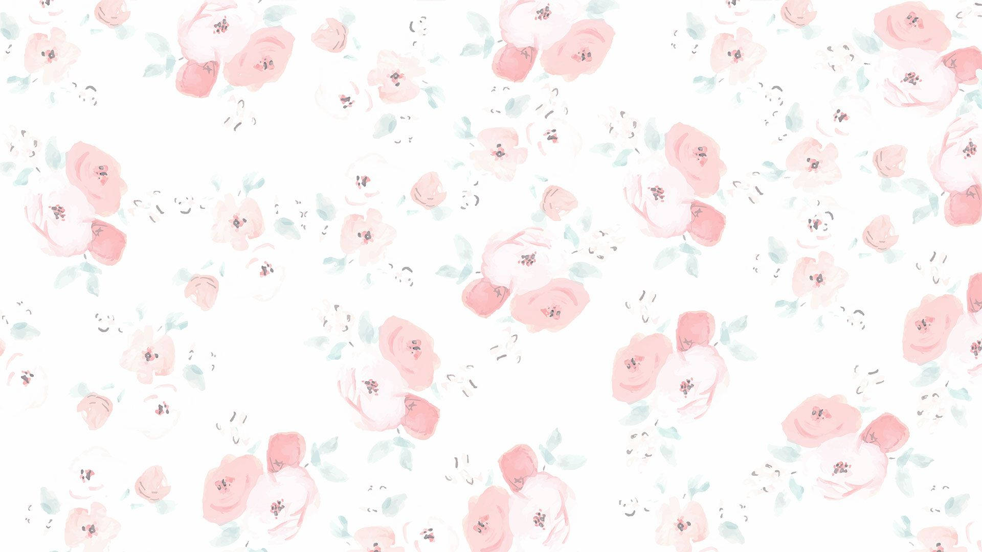 Laptop Tumblr Estético Em Tons Pastel De Flores Rosa Papel de Parede